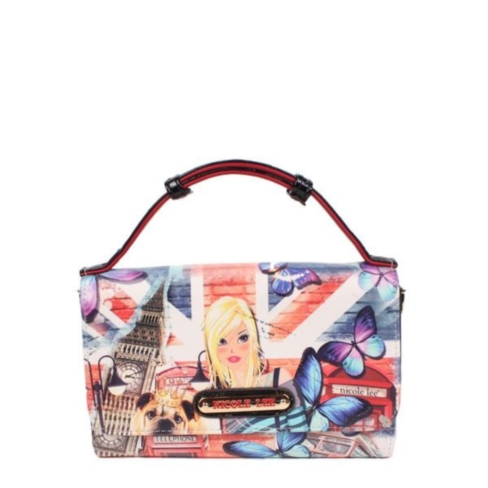 Nicole Lee Crossbody Wallet Mini Handbag Womens OS Multi London Girl